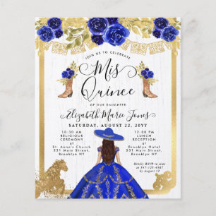 Budgeterad Blommigt Royal Blue Guld Charra Quincea