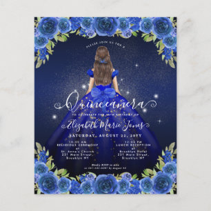 Budgeterad Blommigt Royal Blue Guld Princess Quinc