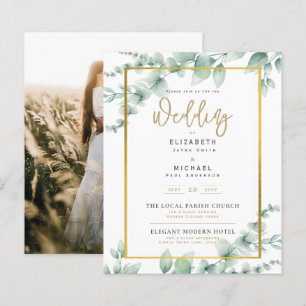 Budgeterad botanisk eukalyptus Wedding INVITE