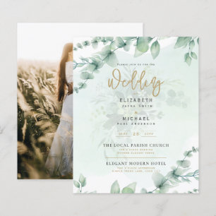 Budgeterad botanisk eukalyptus Wedding INVITE