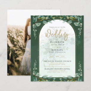 Budgeterad botanisk eukalyptus Wedding INVITE