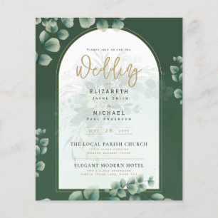 Budgeterad botanisk eukalyptus Wedding INVITE