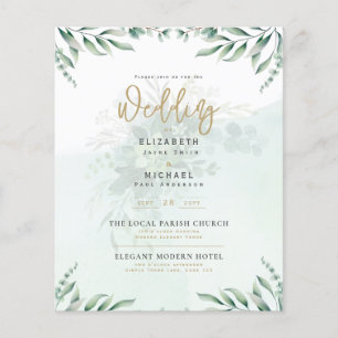Budgeterad botanisk eukalyptus Wedding INVITE