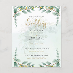 Budgeterad botanisk eukalyptus Wedding INVITE