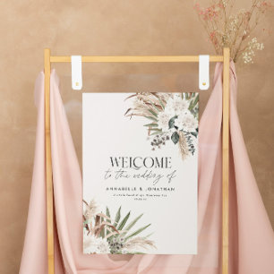 Budgeterad botanisk pampas eucalyptus bröllop välk poster
