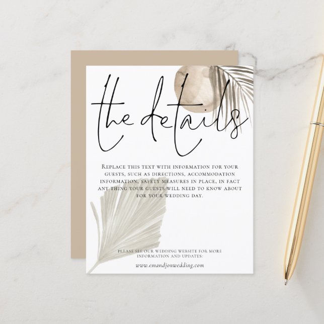 Budgeterad Bröllop - detaljer Boho Pampas Grass (Fram/Back In Situ)