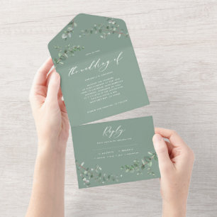 Budgeterad Bröllop Eucalyptus botaniska inbjudan +
