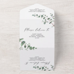 Budgeterad Bröllop Eucalyptus botaniska inbjudan +