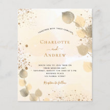 Budgeterad bröllop eucalyptus glitter golden folie