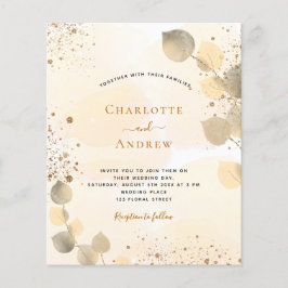 Budgeterad bröllop eucalyptus glitter golden folie