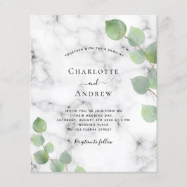 Budgeterad bröllop eucalyptus greenery marmor