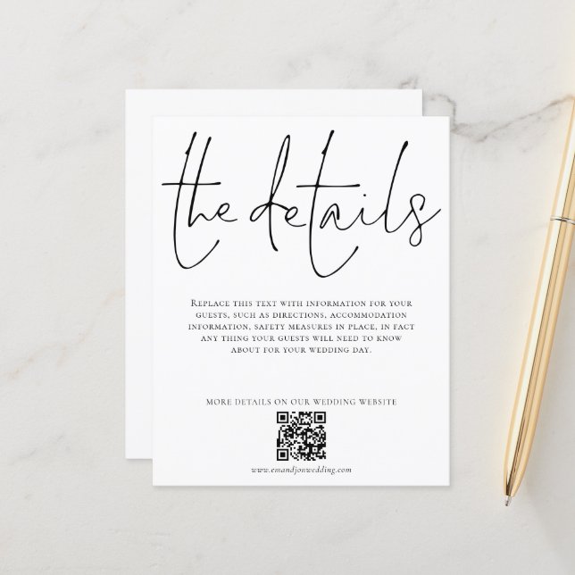 Budgeterad Bröllop Information QR-kodskripthölje (Fram/Back In Situ)