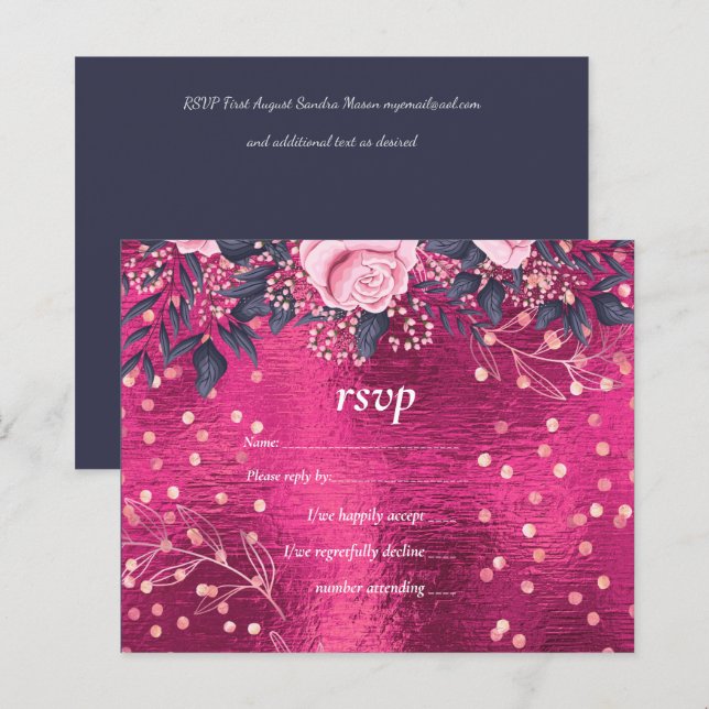 Budgeterad Bröllop Metallisk Se Rosegold Rosa Blom (Fram/baksida)