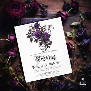 Budgeterad Bröllop QR Code Gothic Deep Amethyst Ro Flygblad
