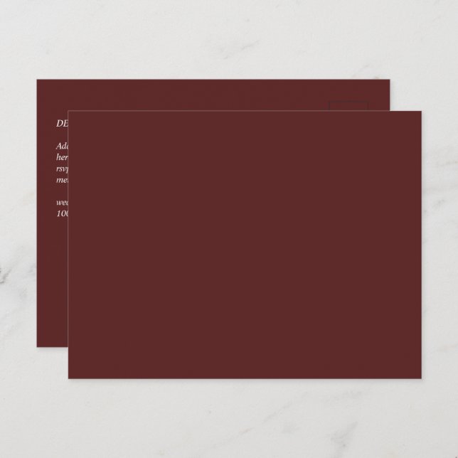 Budgeterad Burgundy OSA Monochrome-Elegant enkel Vykort (Fram/baksida)