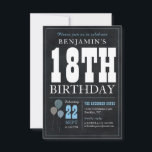 Budgeterad Chic 18:e födelsedagsbläckpatron Anteckningskort<br><div class="desc">Rustic Vintage Chalkboard White Blue Balloon 18:e Födelsedagsfest inbjudan</div>