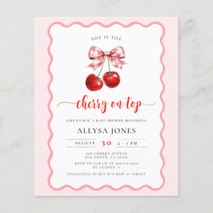 Budgeterad coquette Cherry på Top Baby Shower Inbj