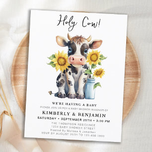 Budgeterad Cute Cow-solblommor Par Baby Shower