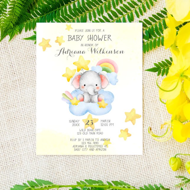 Budgeterad Cute-elefant på molnbabyduschen (Skapare uppladdad)