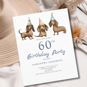 Budgeterad Dachshund-Hund 60:e födelsedagsinbjudan Flygblad