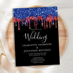 Budgeterad Elegant Black Blue Glitter Bröllop Invi