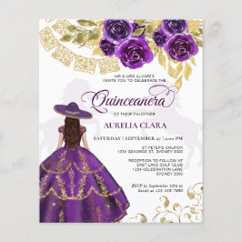 Budgeterad Elegant Blommigt Lila Horse Quinceañera
