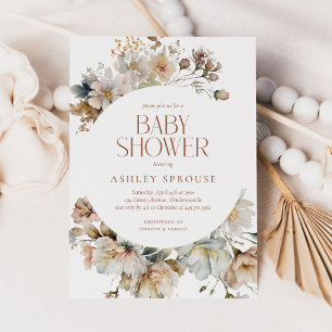 Budgeterad Elegant Boho Blommigt Botanical Baby Sh Inbjudningar