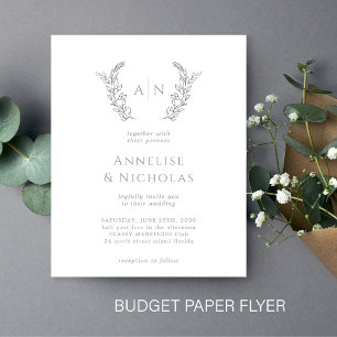 Budgeterad elegant - enkel bröllopsinbjudan i mono flygblad