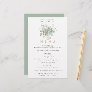 Budgeterad Elegant Eucalyptus Löv Grönt Guld Menu