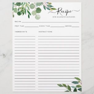 Budgeterad Elegant Eucalyptus Löv Kitchen Recipe Reklamblad