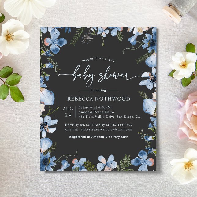 Budgeterad Elegant Grått Baby Shower-inbjudan (Skapare uppladdad)