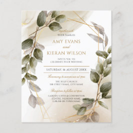 Budgeterad Elegant  Grönt Guld Watercolor Bröllop