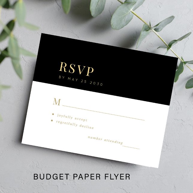 Budgeterad elegant guld svart typografi bröllop OS Flygblad (Skapare uppladdad)