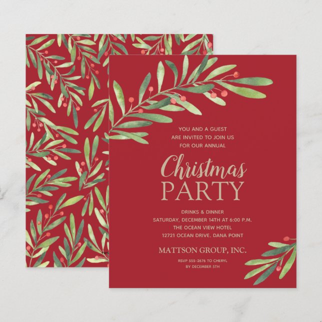 Budgeterad Elegant - inbjudan till Grey-julfest (Fram/baksida)