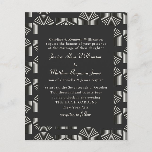 Budgeterad Elegant Linjer Formell Black White Bröl (Framsida)