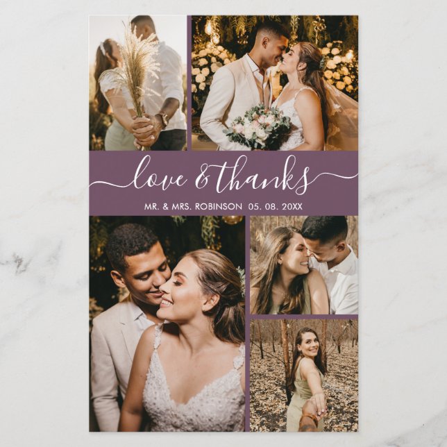 Budgeterad Elegant Mauve Photo Bröllop Tack Flyer (Framsida)