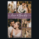 Budgeterad Elegant Mauve Photo Bröllop Tack Flyer<br><div class="desc">Budgeterad Elegant Mauve Script Bröllop 5 Photo Collage Tack personlig har ett överkomligt pris för lågbudgetflygare. Modern bröllop tackar dig för en mall med fem (5) foto på framsidan och ett (1) foto på baksidan. På framsidan av pappra typografi "Kärlek and tack" i ett snabbt, bokstaverat typsnitt i vitt på...</div>