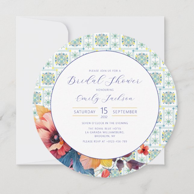 Budgeterad Elegant, mexikanska brickor Blommigt Bl (Framsida)