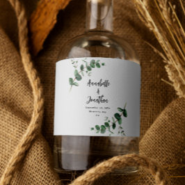 Budgeterad elegant modern eukalyptus botaniska brö spritflaskor etikett