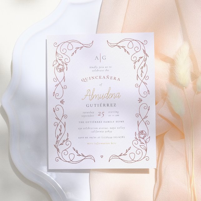 Budgeterad Elegant Ro Guld Ram Quinceañera Photo (Skapare uppladdad)