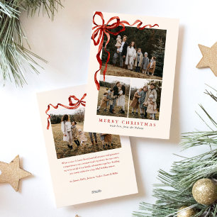 Budgeterad Elegant Röd bläddringsjul - fyra foto Julkort