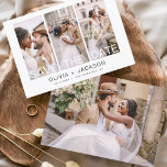 Budgeterad Elegant Spara datum 4 fotovit Flygblad<br><div class="desc">Budgeterat Modern och Elegant Foto Spara Bröllop-kortet för datum. Datuminbjudan innehåller vit typografi och chic och enkel design på en vit bakgrund som du kan lägga till ditt anpassade förlovning-fotografi bild till.</div>