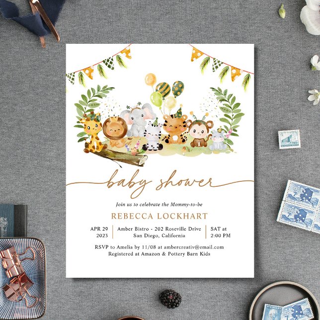 Budgeterad Elegant Tropical Safari Baby Shower Inb (Skapare uppladdad)