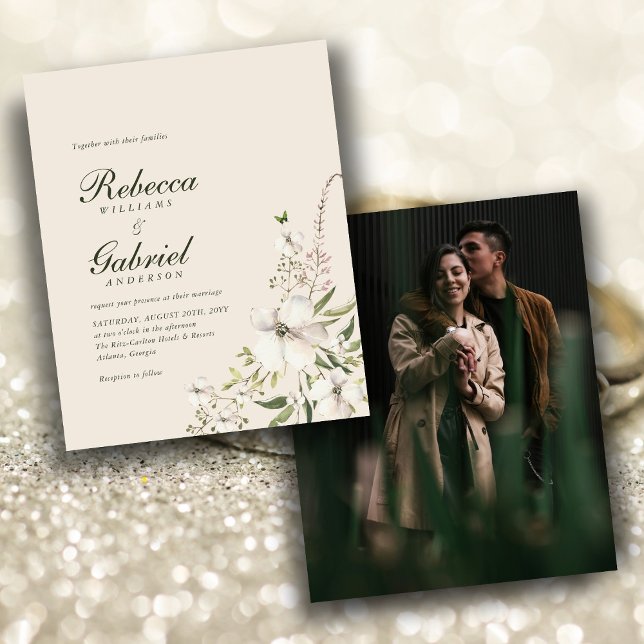 Budgeterad Elegant VattenfärgsBlommigt Photo Wedd  (Skapare uppladdad)