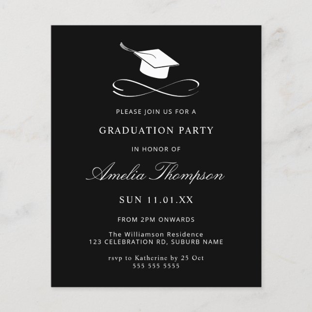 Budgeterad enkel Elegant, svart och vitt Studenten (Framsida)