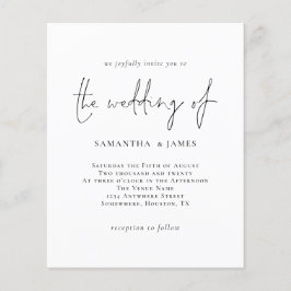 Budgeterad enkel inbjudan till svartvit bröllop