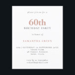 Budgeterad enkel text  60:e födelsedagsinbjudan<br><div class="desc">Budgeterad enkel text  60:e födelsedagsinbjudan. Ett värde för pengarna som är mindre än 4, 5 x 5, 6 tum och som är standard för alternativet med halvglans,  vilket rekommenderas för inbjudningar och är en liknande tjocklek som ett vykort. Sateringsalternativet är mycket tunnare pappert för djurutrymmen.</div>