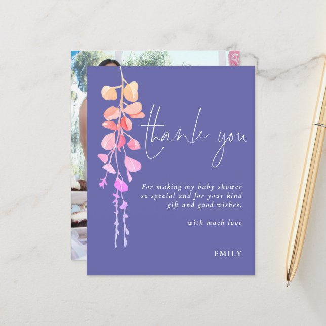 Budgeterad Eucalyptus Baby Shower Lilac Photo Tack (Fram/Back In Situ)