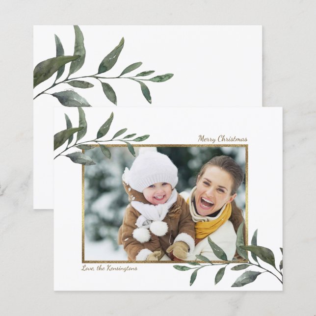 Budgeterad Eucalyptus Gold Foil-julfoto (Fram/baksida)