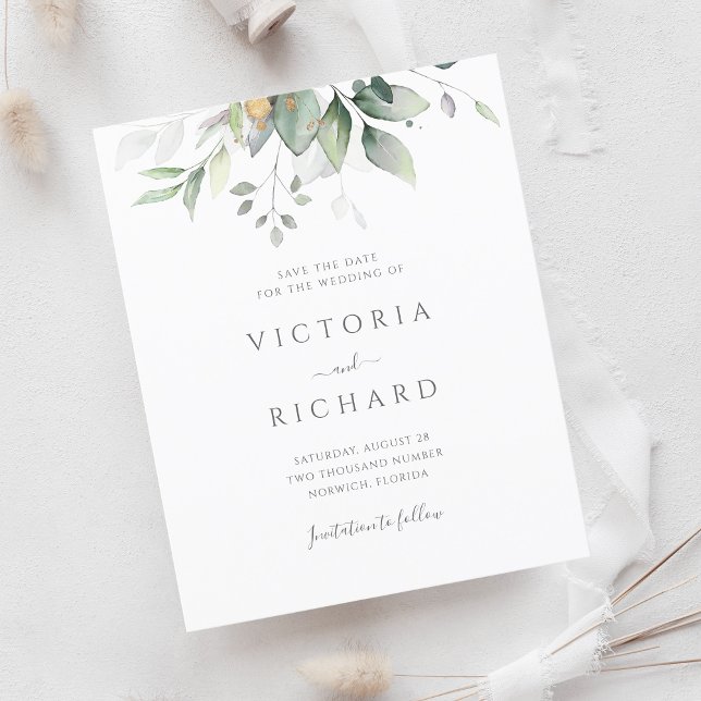 Budgeterad eukalyptus-Grönt - Foliage Save Date (Skapare uppladdad)